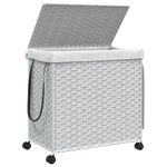 Market - Spalare si intretinere rufe - Uscatoare de rufe si accesorii - Cos de rufe cu roti, alb, 60x35x60,5 cm, ratan - Infinity.ro