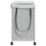 Market - Spalare si intretinere rufe - Uscatoare de rufe si accesorii - Cos de rufe cu roti, alb, 60x35x60,5 cm, ratan - Infinity.ro