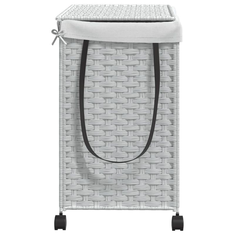 Market - Spalare si intretinere rufe - Uscatoare de rufe si accesorii - Cos de rufe cu roti, alb, 60x35x60,5 cm, ratan - Infinity.ro