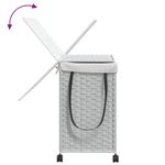 Market - Spalare si intretinere rufe - Uscatoare de rufe si accesorii - Cos de rufe cu roti, alb, 60x35x60,5 cm, ratan - Infinity.ro