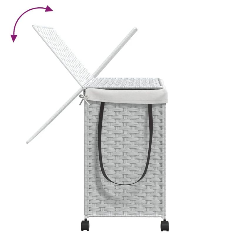 Market - Spalare si intretinere rufe - Uscatoare de rufe si accesorii - Cos de rufe cu roti, alb, 60x35x60,5 cm, ratan - Infinity.ro