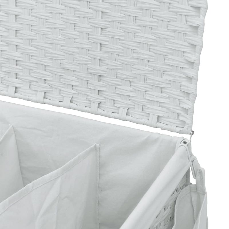 Market - Spalare si intretinere rufe - Uscatoare de rufe si accesorii - Cos de rufe cu roti, alb, 60x35x60,5 cm, ratan - Infinity.ro