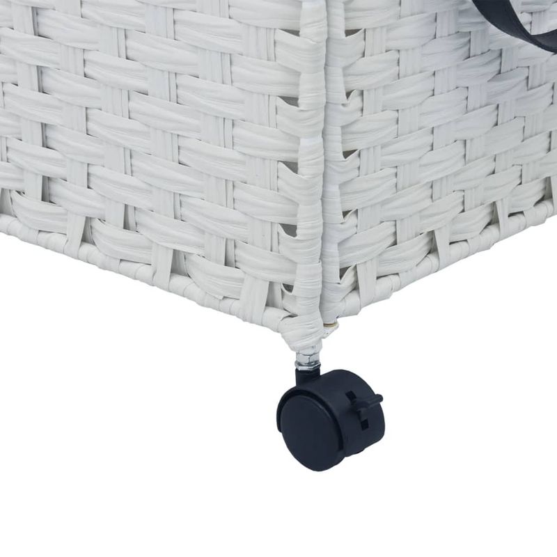 Market - Spalare si intretinere rufe - Uscatoare de rufe si accesorii - Cos de rufe cu roti, alb, 60x35x60,5 cm, ratan - Infinity.ro