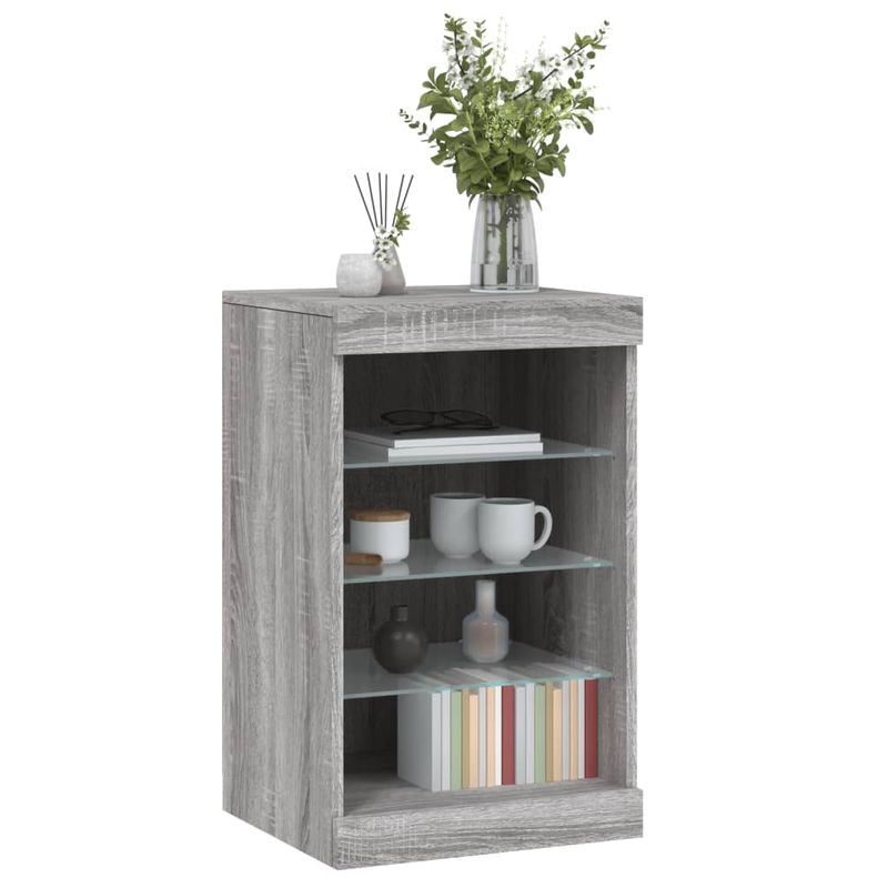 Casa si Gradina - Mobilier - Comode si corpuri - Comode - Servanta cu lumini LED, gri sonoma, 41x37x67 cm - Infinity.ro