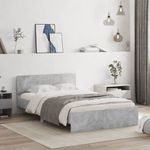 Casa si Gradina - Mobilier - Paturi si accesorii - Paturi - Cadru de pat cu tablie, gri beton, 120x200 cm - Infinity.ro
