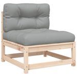 Casa si Gradina - Gradina si terasa - Mobilier exterior - Canapele si fotolii gradina - Canapea de gradina fara cotiere, cu perne, lemn masiv de pin, natural și gri - Infinity.ro