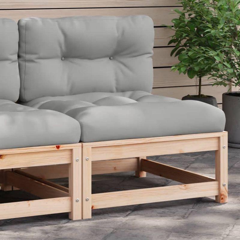 Casa si Gradina - Gradina si terasa - Mobilier exterior - Canapele si fotolii gradina - Canapea de gradina fara cotiere, cu perne, lemn masiv de pin, natural și gri - Infinity.ro
