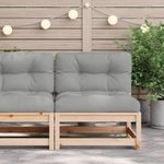 Casa si Gradina - Gradina si terasa - Mobilier exterior - Canapele si fotolii gradina - Canapea de gradina fara cotiere, cu perne, lemn masiv de pin, natural și gri - Infinity.ro