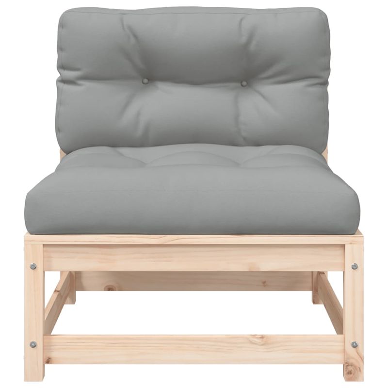 Casa si Gradina - Gradina si terasa - Mobilier exterior - Canapele si fotolii gradina - Canapea de gradina fara cotiere, cu perne, lemn masiv de pin, natural și gri - Infinity.ro