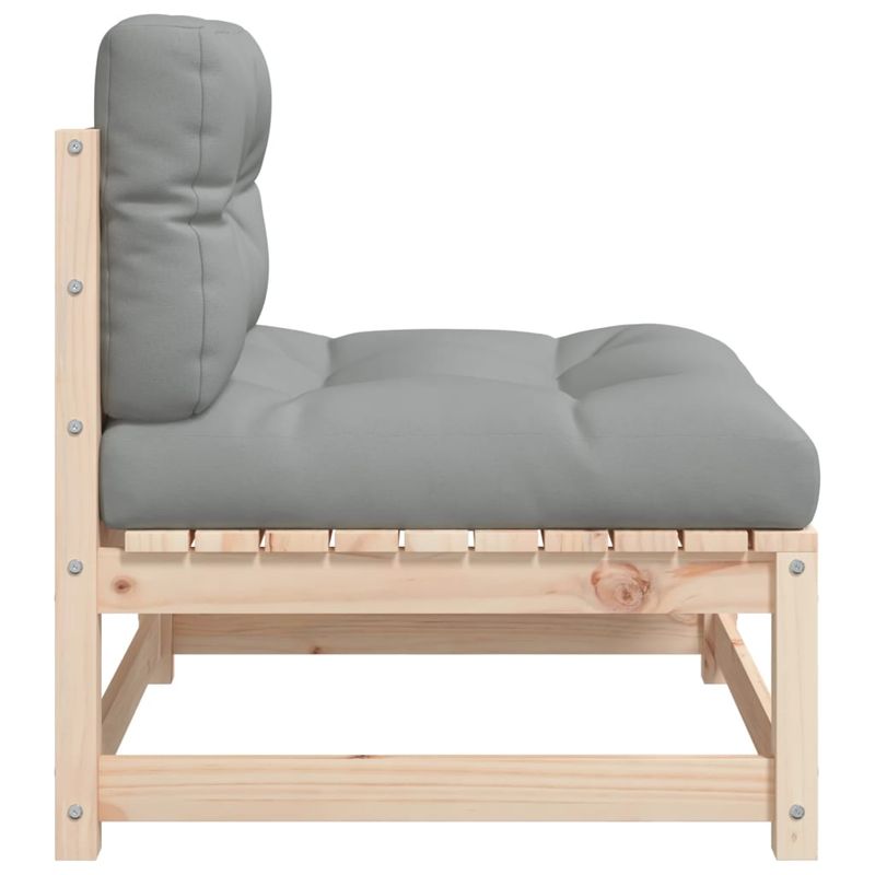 Casa si Gradina - Gradina si terasa - Mobilier exterior - Canapele si fotolii gradina - Canapea de gradina fara cotiere, cu perne, lemn masiv de pin, natural și gri - Infinity.ro