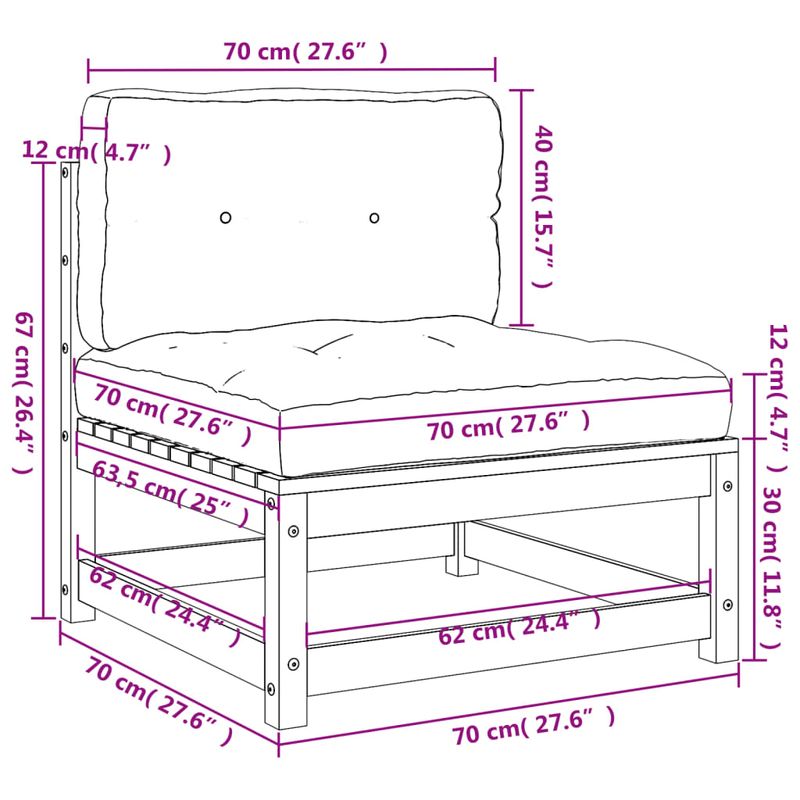 Casa si Gradina - Gradina si terasa - Mobilier exterior - Canapele si fotolii gradina - Canapea de gradina fara cotiere, cu perne, lemn masiv de pin, natural și gri - Infinity.ro