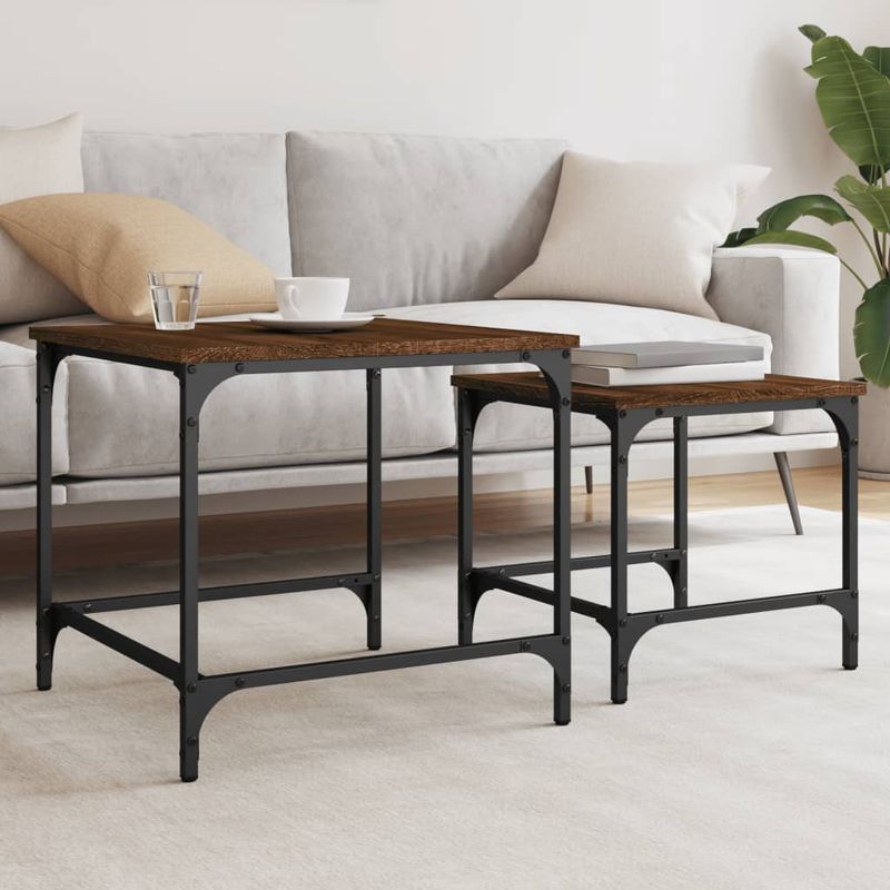 Casa si Gradina - Mobilier - Mese si birouri - Masute de cafea - Mese suprapuse de cafea, 2 buc, stejar maro, lemn prelucrat - Infinity.ro