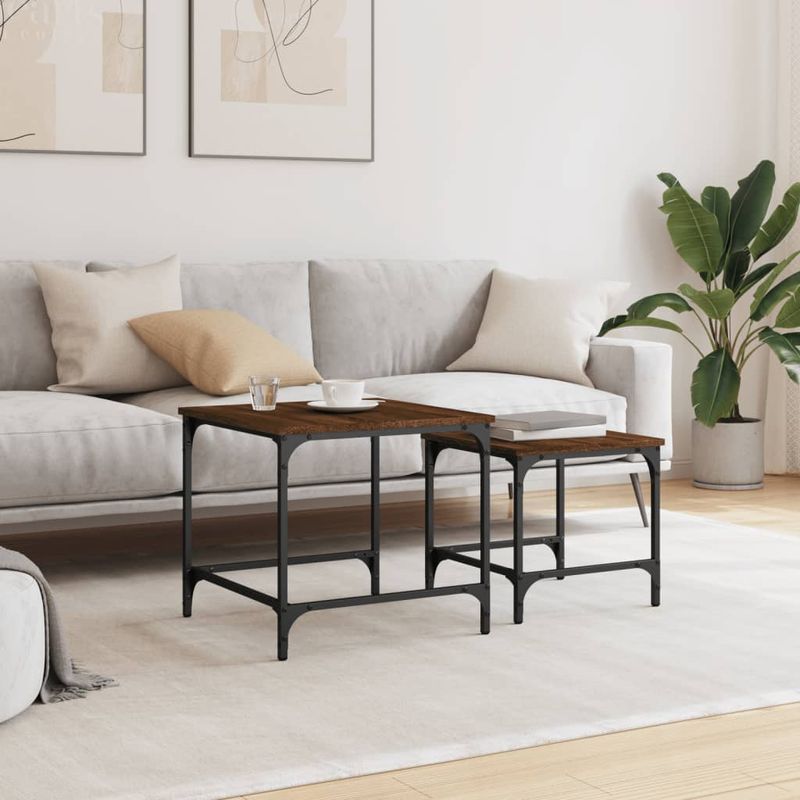 Casa si Gradina - Mobilier - Mese si birouri - Masute de cafea - Mese suprapuse de cafea, 2 buc, stejar maro, lemn prelucrat - Infinity.ro