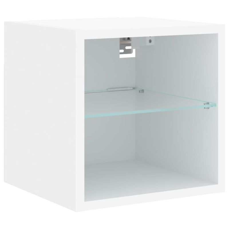 Casa si Gradina - Mobilier - Comode si corpuri - Comode - Comode TV de perete cu lumini LED, alb, 30x28,5x30 cm - Infinity.ro