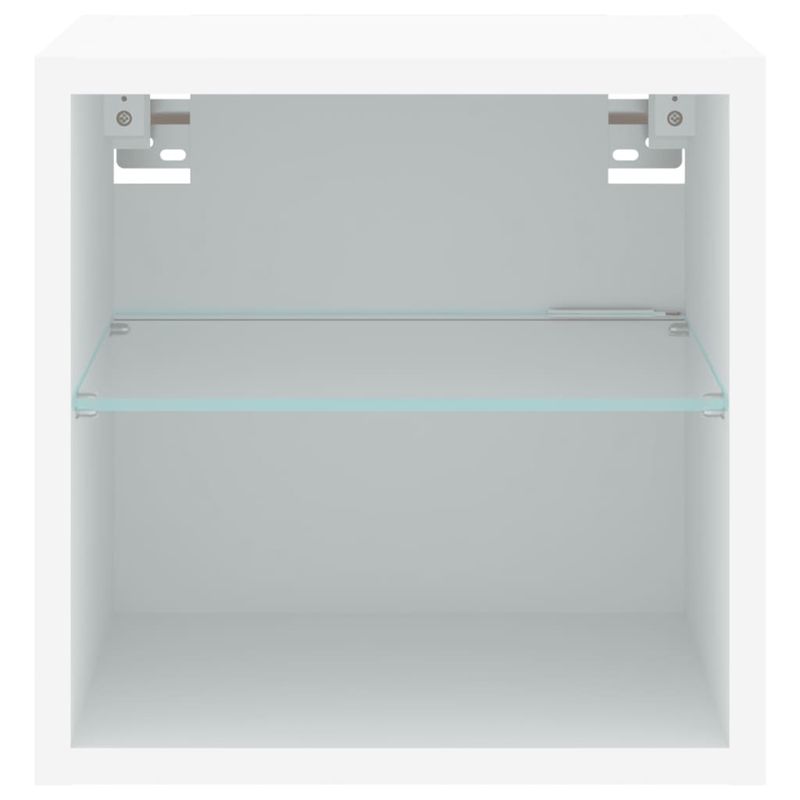 Casa si Gradina - Mobilier - Comode si corpuri - Comode - Comode TV de perete cu lumini LED, alb, 30x28,5x30 cm - Infinity.ro