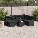 Casa si Gradina - Gradina si terasa - Mobilier exterior - Seturi mobila gradina - Set mobilier de gradina cu perne, 8 piese, negru, poliratan - Infinity.ro