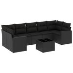 Casa si Gradina - Gradina si terasa - Mobilier exterior - Canapele si fotolii gradina - Set mobilier de gradina cu perne, 8 piese, negru, poliratan - Infinity.ro