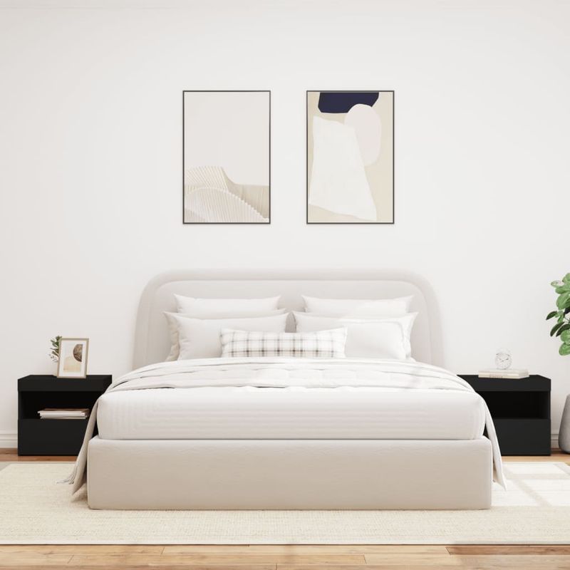 Casa si Gradina - Mobilier - Comode si corpuri - Noptiere - Noptiere cu lumini LED, 2 buc., negru, 50x40x45 cm - Infinity.ro