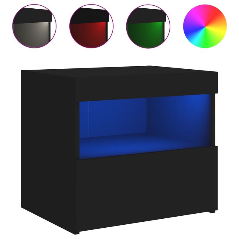 Casa si Gradina - Mobilier - Comode si corpuri - Noptiere - Noptiere cu lumini LED, 2 buc., negru, 50x40x45 cm - Infinity.ro