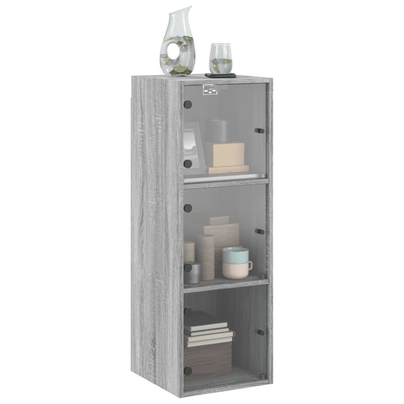 Casa si Gradina - Mobilier - Dulapuri si sifoniere - Dulapuri - Dulap de perete cu usi din sticla, gri sonoma, 35x37x100 cm - Infinity.ro
