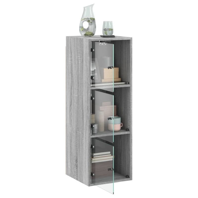 Casa si Gradina - Mobilier - Dulapuri si sifoniere - Dulapuri - Dulap de perete cu usi din sticla, gri sonoma, 35x37x100 cm - Infinity.ro
