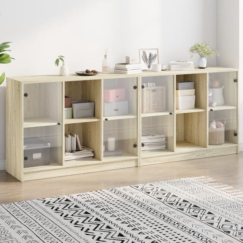Casa si Gradina - Mobilier - Biblioteci si rafturi - Biblioteci - Biblioteca cu usi stejar sonoma 204x37x75 cm lemn compozit - Infinity.ro