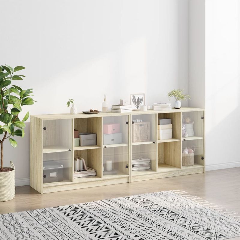 Casa si Gradina - Mobilier - Biblioteci si rafturi - Biblioteci - Biblioteca cu usi stejar sonoma 204x37x75 cm lemn compozit - Infinity.ro
