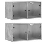 Casa si Gradina - Mobilier - Dulapuri si sifoniere - Dulapuri - Dulapuri de perete cu usi sticla 2 buc. gri beton 68,5x37x35 cm - Infinity.ro
