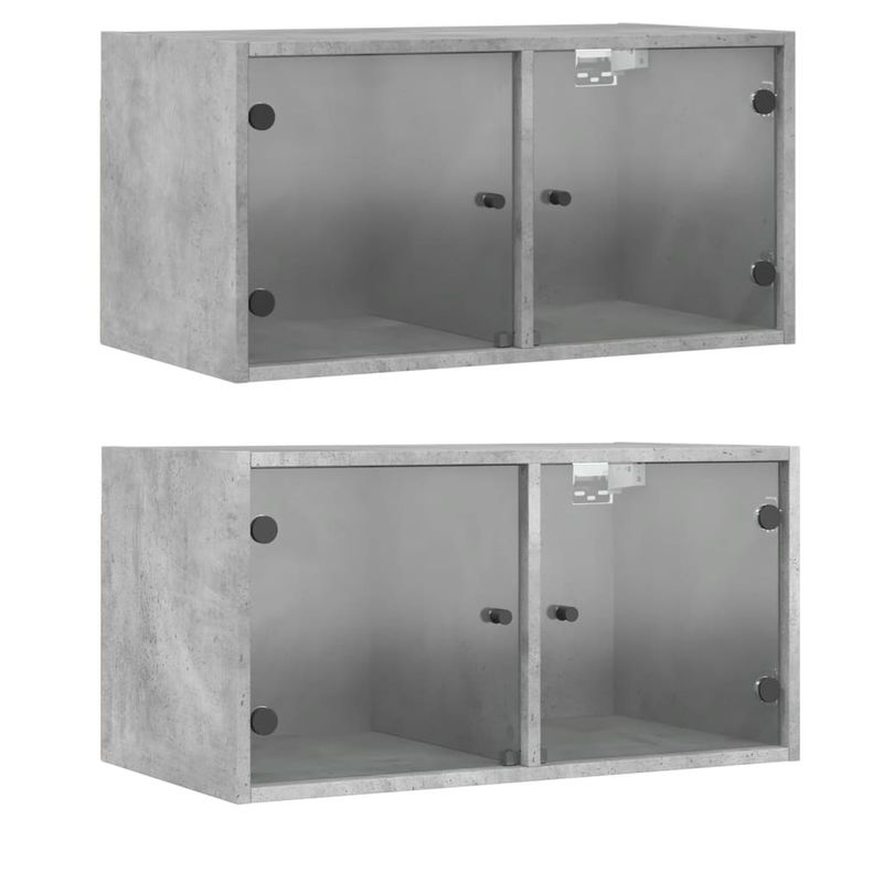 Casa si Gradina - Mobilier - Dulapuri si sifoniere - Dulapuri - Dulapuri de perete cu usi sticla 2 buc. gri beton 68,5x37x35 cm - Infinity.ro