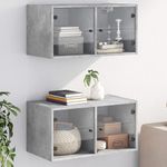 Casa si Gradina - Mobilier - Dulapuri si sifoniere - Dulapuri - Dulapuri de perete cu usi sticla 2 buc. gri beton 68,5x37x35 cm - Infinity.ro