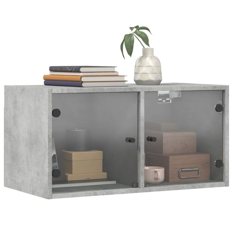 Casa si Gradina - Mobilier - Dulapuri si sifoniere - Dulapuri - Dulapuri de perete cu usi sticla 2 buc. gri beton 68,5x37x35 cm - Infinity.ro