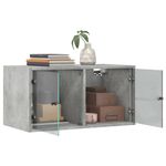 Casa si Gradina - Mobilier - Dulapuri si sifoniere - Dulapuri - Dulapuri de perete cu usi sticla 2 buc. gri beton 68,5x37x35 cm - Infinity.ro
