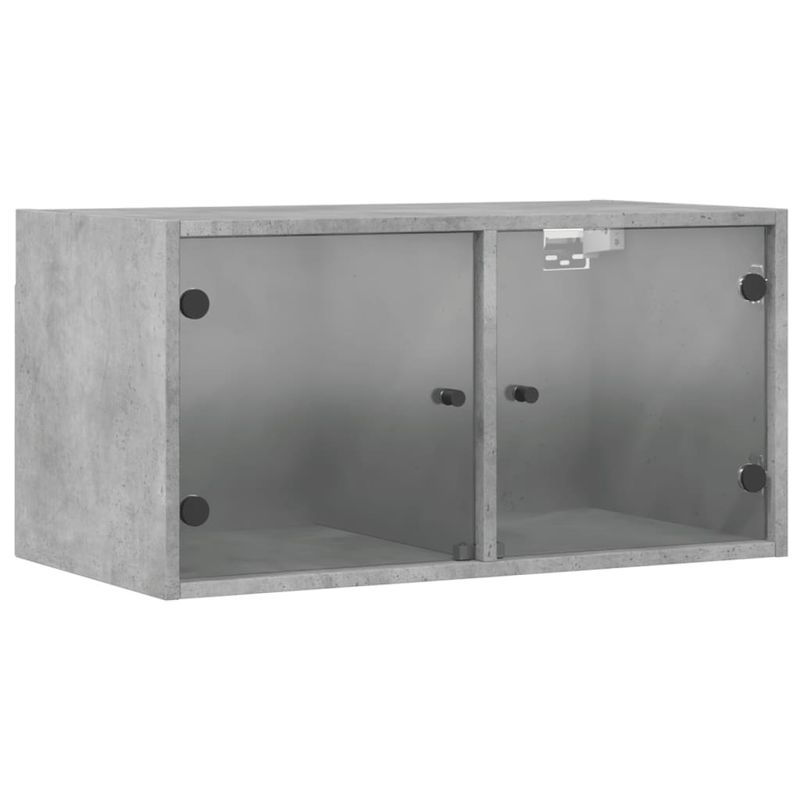Casa si Gradina - Mobilier - Dulapuri si sifoniere - Dulapuri - Dulapuri de perete cu usi sticla 2 buc. gri beton 68,5x37x35 cm - Infinity.ro