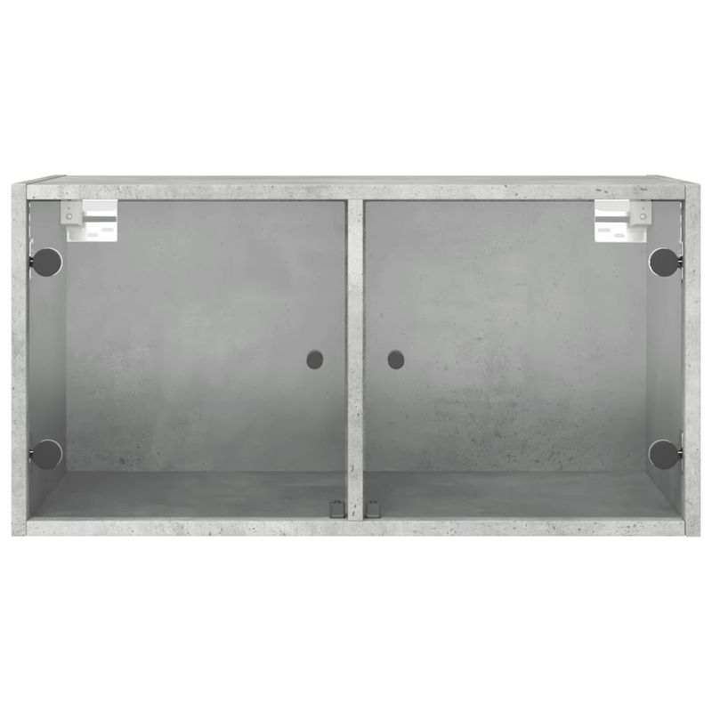 Casa si Gradina - Mobilier - Dulapuri si sifoniere - Dulapuri - Dulapuri de perete cu usi sticla 2 buc. gri beton 68,5x37x35 cm - Infinity.ro