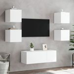 Casa si Gradina - Mobilier - Comode si corpuri - Comode - Comode TV de perete cu lumini LED, 2 buc., alb, 30,5x35x30 cm - Infinity.ro