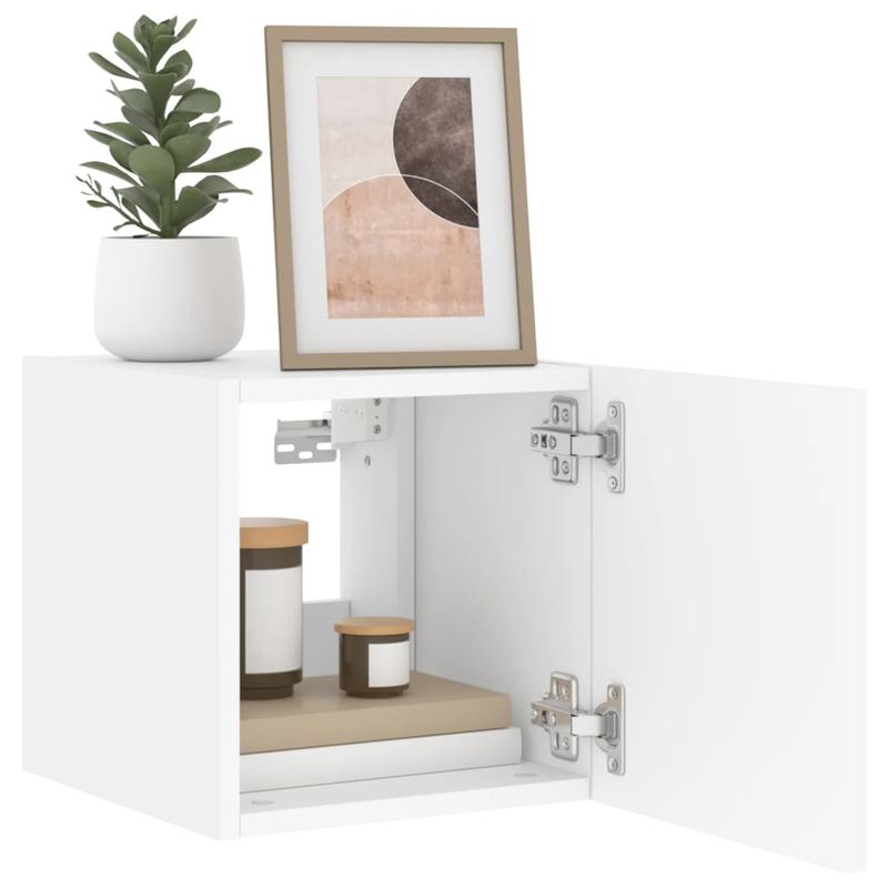 Casa si Gradina - Mobilier - Comode si corpuri - Comode - Comode TV de perete cu lumini LED, 2 buc., alb, 30,5x35x30 cm - Infinity.ro