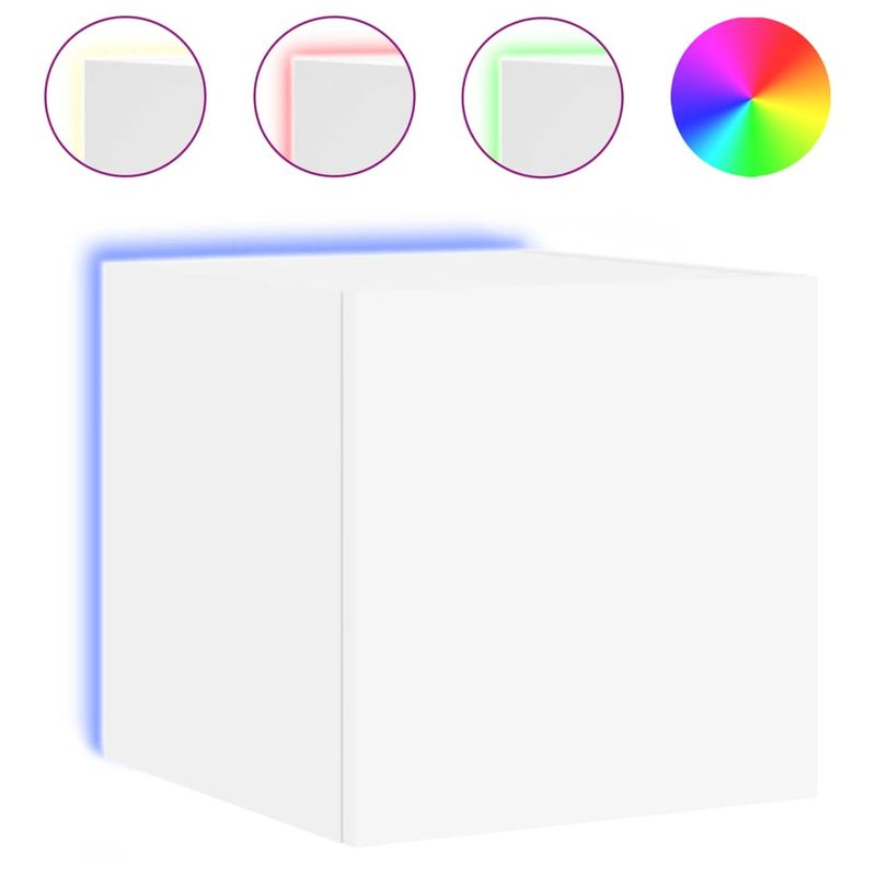 Casa si Gradina - Mobilier - Comode si corpuri - Comode - Comode TV de perete cu lumini LED, 2 buc., alb, 30,5x35x30 cm - Infinity.ro