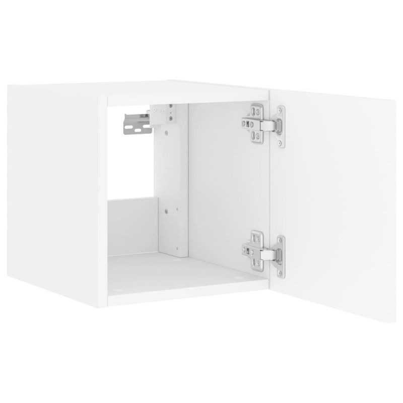 Casa si Gradina - Mobilier - Comode si corpuri - Comode - Comode TV de perete cu lumini LED, 2 buc., alb, 30,5x35x30 cm - Infinity.ro