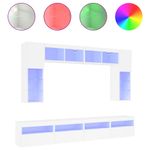 Casa si Gradina - Mobilier - Comode si corpuri - Comode - Set comode TV de perete, 8 piese, cu lumini LED, alb - Infinity.ro