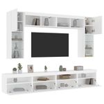 Casa si Gradina - Mobilier - Comode si corpuri - Comode - Set comode TV de perete, 8 piese, cu lumini LED, alb - Infinity.ro