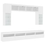 Casa si Gradina - Mobilier - Comode si corpuri - Comode - Set comode TV de perete, 8 piese, cu lumini LED, alb - Infinity.ro