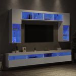 Casa si Gradina - Mobilier - Comode si corpuri - Comode - Set comode TV de perete, 8 piese, cu lumini LED, alb - Infinity.ro