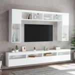 Casa si Gradina - Mobilier - Comode si corpuri - Comode - Set comode TV de perete, 8 piese, cu lumini LED, alb - Infinity.ro