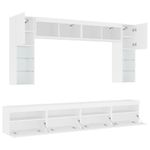 Casa si Gradina - Mobilier - Comode si corpuri - Comode - Set comode TV de perete, 8 piese, cu lumini LED, alb - Infinity.ro