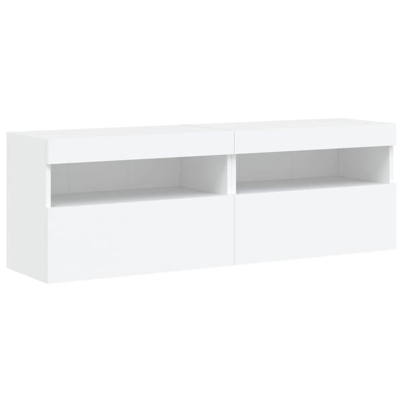 Casa si Gradina - Mobilier - Comode si corpuri - Comode - Set comode TV de perete, 8 piese, cu lumini LED, alb - Infinity.ro