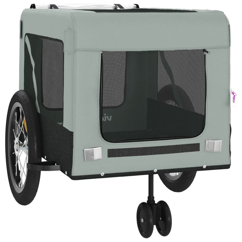 Petshop - Accesorii petshop - Culcusuri si custi - Genti si articole transport - Remorca bicicleta animale companie, gri/negru, oxford/fier - Infinity.ro