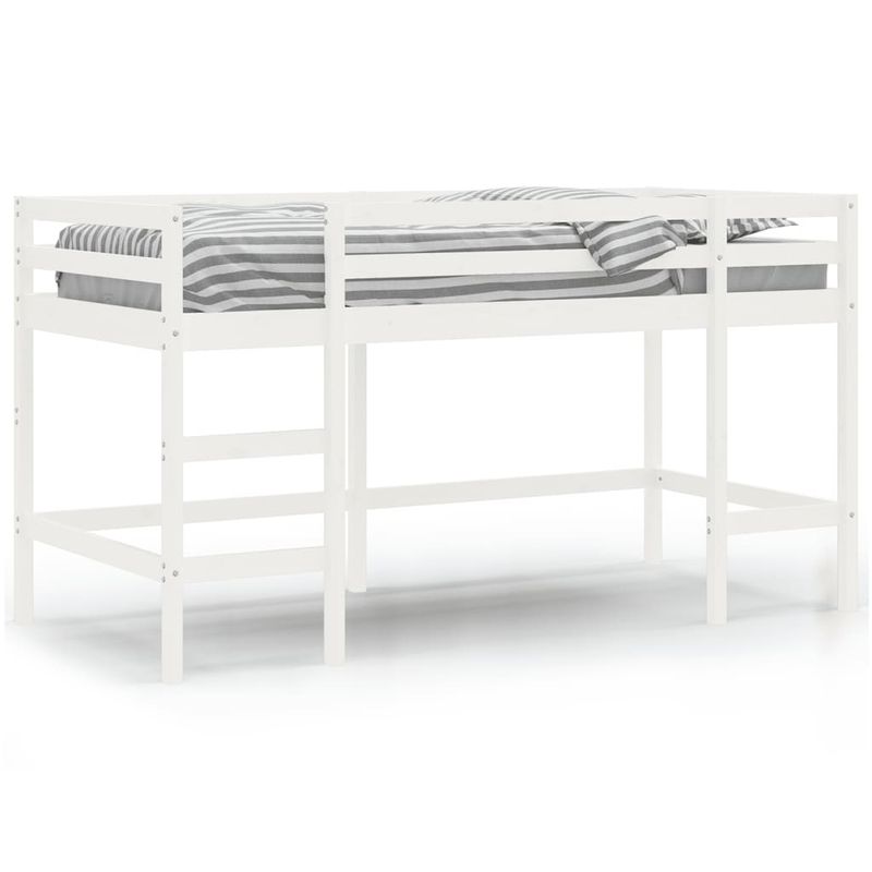 Casa si Gradina - Mobilier - Paturi si accesorii - Paturi - Pat etajat de copii cu scara, alb, 80x200 cm, lemn masiv pin - Infinity.ro