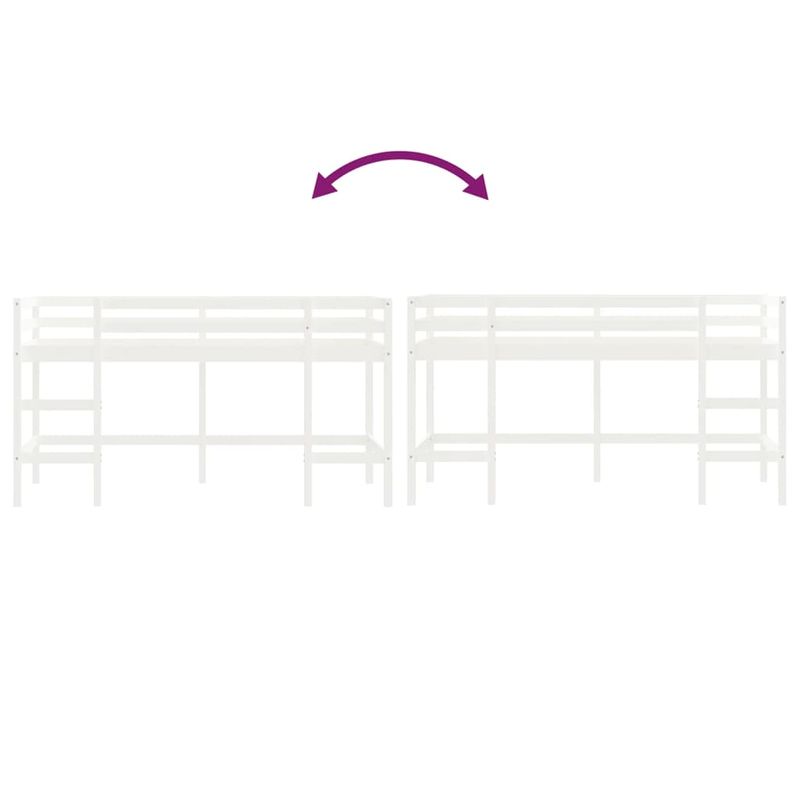 Casa si Gradina - Mobilier - Paturi si accesorii - Paturi - Pat etajat de copii cu scara, alb, 80x200 cm, lemn masiv pin - Infinity.ro
