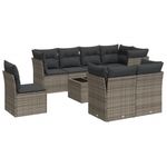 Casa si Gradina - Gradina si terasa - Mobilier exterior - Seturi mobila gradina - Set canapele de gradina, 9 piese, cu perne, gri, poliratan - Infinity.ro