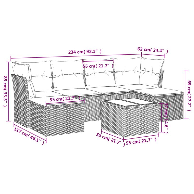 Casa si Gradina - Gradina si terasa - Mobilier exterior - Seturi mobila gradina - Set canapele de gradina cu perne, 7 piese, negru, poliratan - Infinity.ro